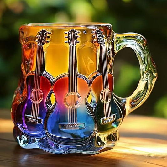 Taza Artesanal con Diseños de Guitarras en Relieve